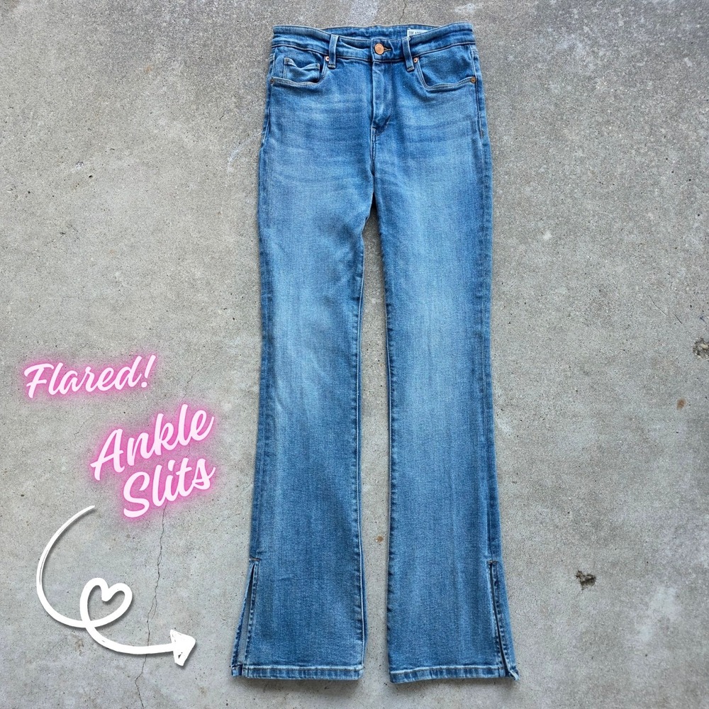 Blank NYC Jeans Size 27 Blue HOYT Slit Ankle Boho Mini Flare Festival 90s‎ Retro